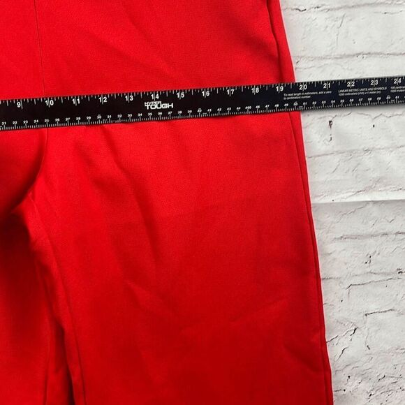 DO + BE Jumpsuit Womens M Red Christmas Paint Suit Romper Wide Leg Ruffles Sexy - Picture 7 of 13